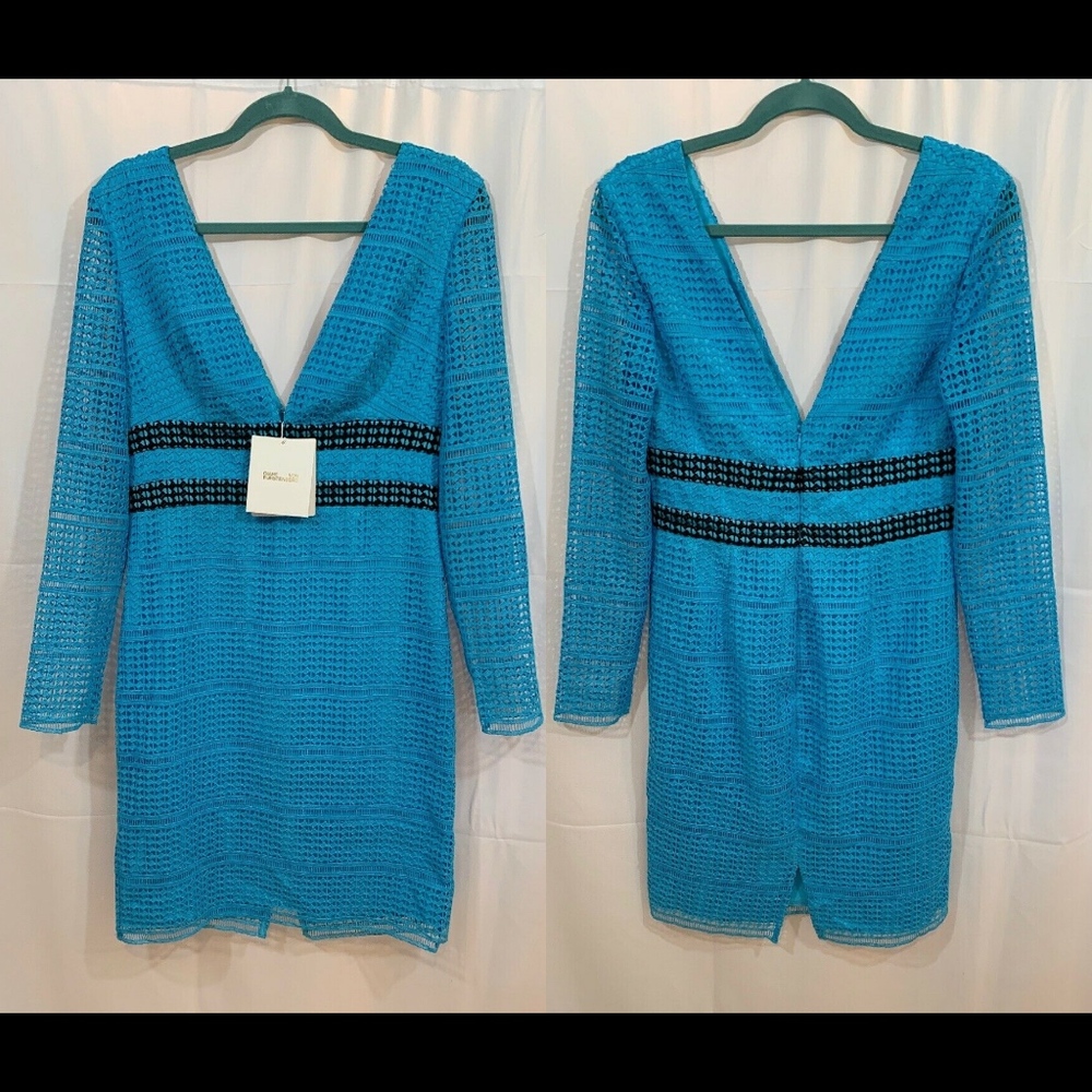 NWT $498 Diane von Furstenberg Crochet‎ Lace Viera Sheath Dress [SZ 6 ]